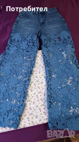 Дамски дантелени дънки 