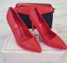 Елегантни дамски обувки на ток в червен цвят, снимка 2