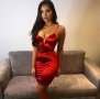 Къса червена рокля сатен , снимка 3