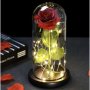 Вечна Роза в стъкло + кутия с вградени LED светлини подарък, снимка 1 - Подаръци за жени - 43900817