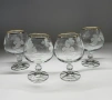 Кристални чаши за коняк/бренди Bohemia. Златен, плътен кант и гравюра с гроздов декор, снимка 7