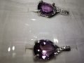 Елегантни Сребърни Обеци 925 с Натурален лилав Аметист (Amethyst) и странични камъни Циркони, снимка 5