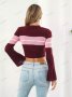 Дамски скъсен пуловер на контрастни райета, 3цвята - 023, снимка 2