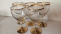 Страхотни чаши за вино или контцентрат, позлата, ръчна гравюра, столче, 5 бр, снимка 1