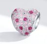 Сребърен талисман за гривна Пандора Сърце розови кристали Модел 085, снимка 2