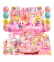 Комплект аксесоари за детски рожден ден парти "Принцеса Праскова", 122 части, снимка 3