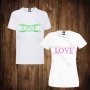 Тениски за двойки с щампа мъжка тениска + дамска тениска ONE LOVE, снимка 1 - Тениски - 26536659