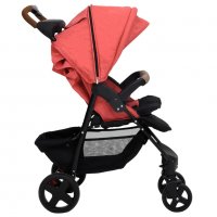 Бебешка количка 3-в-1, червена, стомана, снимка 7 - Детски колички - 37692055