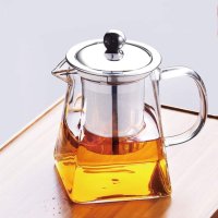 Стъклена кана за чай с квадратна форма, снимка 2 - Аксесоари за кухня - 42959618