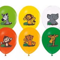 Сафари Зоо джунгла диви животни Обикновен надуваем латекс латексов балон парти хелий или въздух, снимка 2 - Други - 39088909