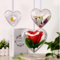 пластмасово прозрачно сърце 2 части за пълнене закачване по желание декор украса , цветя или бонбони, снимка 1 - Други - 32776303