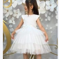 Детска Бяла Рокля с Тюл , снимка 1 - Детски рокли и поли - 44119453