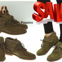 ПРОМО 🍊 HUSH PUPPIES 38 номер 🍊 Дамски боти от ест. велур KHAKI CAYTO BOOTS нови с кутия, снимка 12 - Дамски боти - 19418525