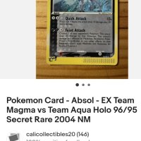 

Pokemon Card - Absol - EX Team Magma vs Team Aqua Holo 96/95 Secret Rare 2004 NM

, снимка 6 - Колекции - 43912732