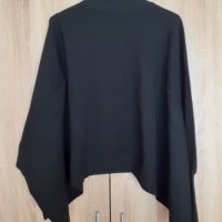 Черна поло блуза, прилеп, суров разрез, втален ръкав, снимка 3 - Блузи с дълъг ръкав и пуловери - 36950852
