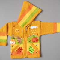 Перуанска детска жилетка, цвят горчица, размери от 0 до 7 години, снимка 1 - Детски пуловери и жилетки - 37346229