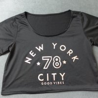 L/XL къса блузка/кроп топ с надпис NY City, снимка 6 - Корсети, бюстиета, топове - 43266825