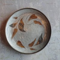 Страхотна бронзова чиния с емайл 2, снимка 2 - Антикварни и старинни предмети - 43553079