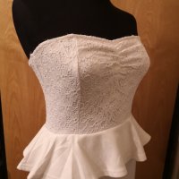 Нови летни рокли бяла и бежова дантела пеплум, снимка 4 - Рокли - 29322906