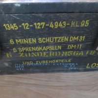 Стар военен сандък, Армеиски сандък за 6 противопехотни скачащи мини  DM 31 - 1962 г, снимка 4 - Антикварни и старинни предмети - 27818427