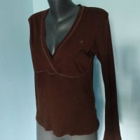 Еластична памучна блуза ”Esprit” / цвят Шоколад / голям размер , снимка 1 - Блузи с дълъг ръкав и пуловери - 15863312