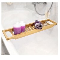 Бамбукова подложка за вана, за баня, 65,9x14x4,5 см, снимка 1 - Душ кабини и вани - 43380272