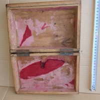 Стара дървена апликирана със сламки кутия, снимка 6 - Антикварни и старинни предмети - 38628483