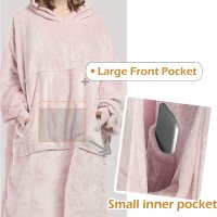  Худи с дълга качулка и преден джоб, меко и удобно, розово, снимка 4 - Пижами - 43215645