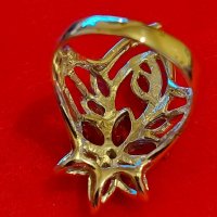 Зашеметяващ  сребърен пръстен с Изумруд,Червени Гранати и Танзанити, снимка 6 - Пръстени - 37792526