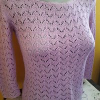 Люлякова ръчно плетена блуза р-р XS,S, снимка 2 - Блузи с дълъг ръкав и пуловери - 32545102