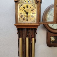 Стар стенен часовник с махало, 4/4 Westminster Frisian Warmink Wuba с фаза на луната, снимка 6 - Антикварни и старинни предмети - 43750472