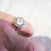 стар сребърен пръстен, стар османски сребърен пръстен с тугра, тура, турски пръстен , снимка 3 - Пръстени - 33007489