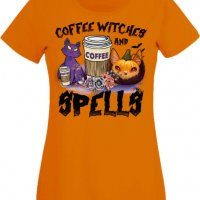 Дамска тениска Coffee Witches And Spells,Halloween,Хелоуин,Празник,Забавление,Изненада,Обичаи,, снимка 8 - Тениски - 38144683