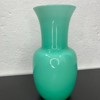 Стъклена ваза цвят тюркоаз. №4870, снимка 2 - Антикварни и старинни предмети - 43396875