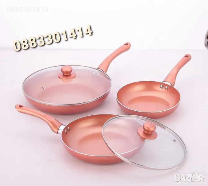 Комплект 3 броя Керамичен тиган , снимка 1