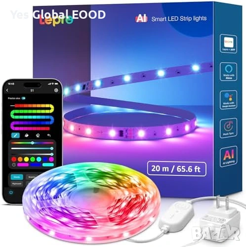 Lepro AI LED лента 20 м MagicColor с музикален режим, снимка 1