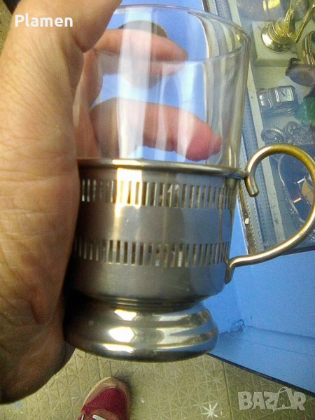 Метален подстакан с чаша, снимка 1