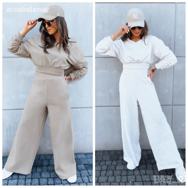 Дамски комплект от две части широки панталони и суичър MINALIA, 2цвята , снимка 1