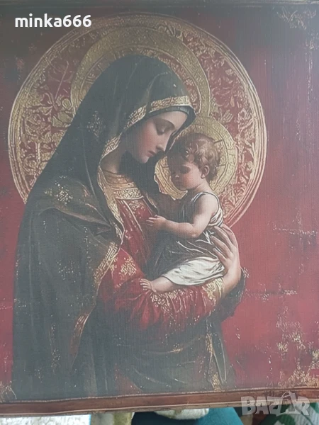 Богородица на платно 30/40см., снимка 1