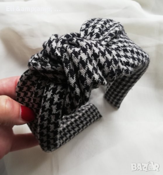 Диадема с възел пепит в черно и бяло , снимка 1