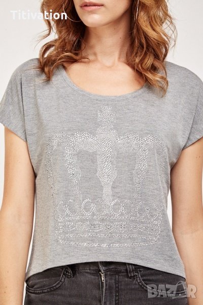 Сива тениска с корона, снимка 1