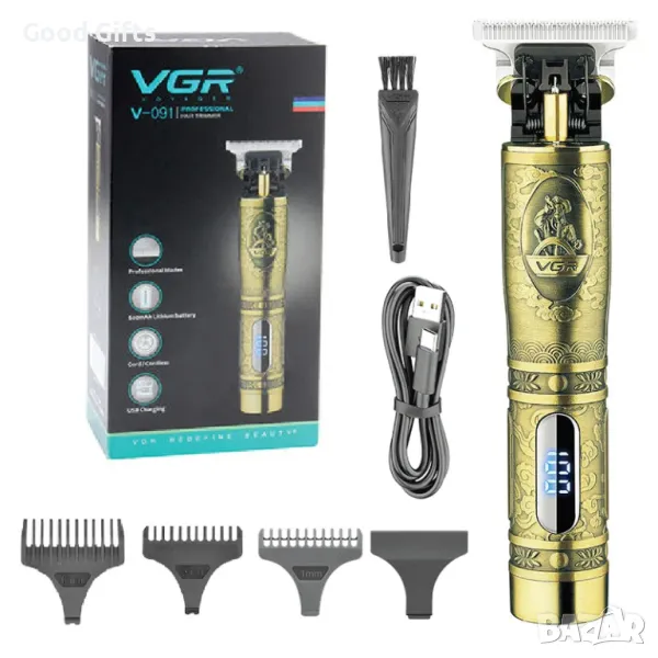 Машинка за подстригване и оформяне VGR V-091 – Професионален тример с метален корпус и LED дисплей, снимка 1