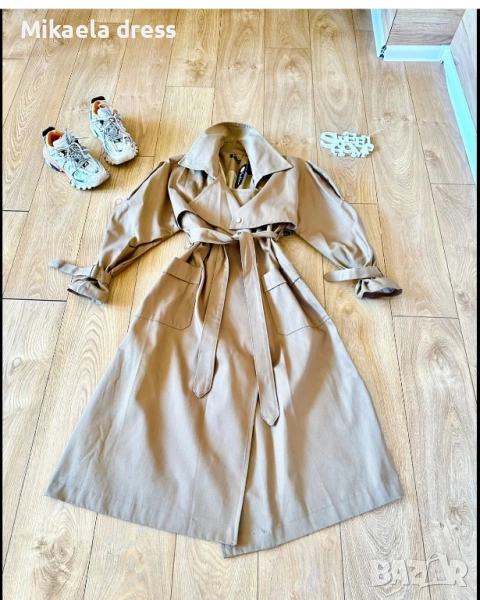 Разкошен плътен ежедневен тренч oversize, снимка 1