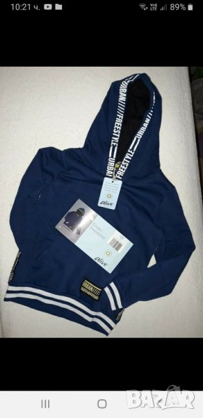 7-8г 128см нов анорак суитчър с качулка памук тъмно син, снимка 1