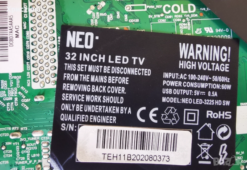 NEO LED-3225 HD SW MB TP.SK508S.PB818 T-CON PT320AT02-2-XC-1, снимка 1