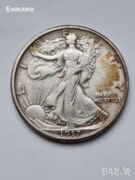 SCARCE. USA 🇺🇸 HALF DOLLAR 1917 PHILADELPHIA MINT , снимка 1