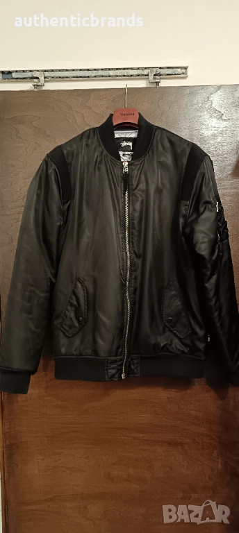 Stussy Waxed Bomber Flight Jacket Black, снимка 1