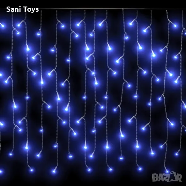 Коледни лампички, Тип завеса, LED сини, снимка 1