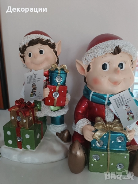 Нови керамични светещи Коледни елфи джуджета , снимка 1
