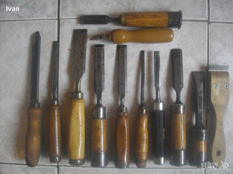 12 броя Ръчно Дърводелско Длето За Стружуване на Струг/Ръчна Дърворезба-Старо Качество-Масивни-Профи, снимка 1